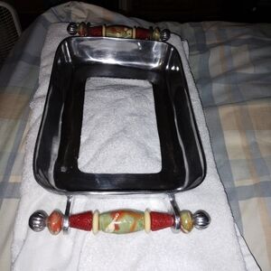 South Coast Beaded Casserole Holder& CASINO DICE Buffet/Dressing/Salad Serving